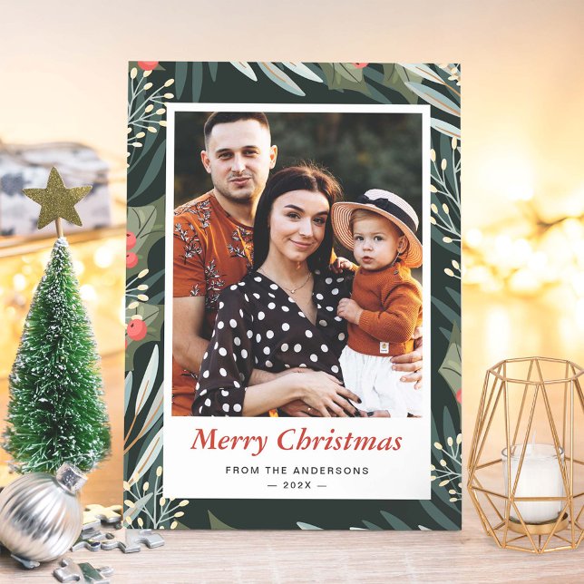 Mistletoe Winter Foliage God jul 2 Photo Julkort (Skapare uppladdad)