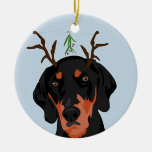 MistletoeCoonhoundprydnad Julgransprydnad Keramik