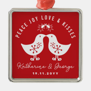 Mistletoes Kissing Chicks Mr & Mrs. 1:a julen Julgransprydnad Metall