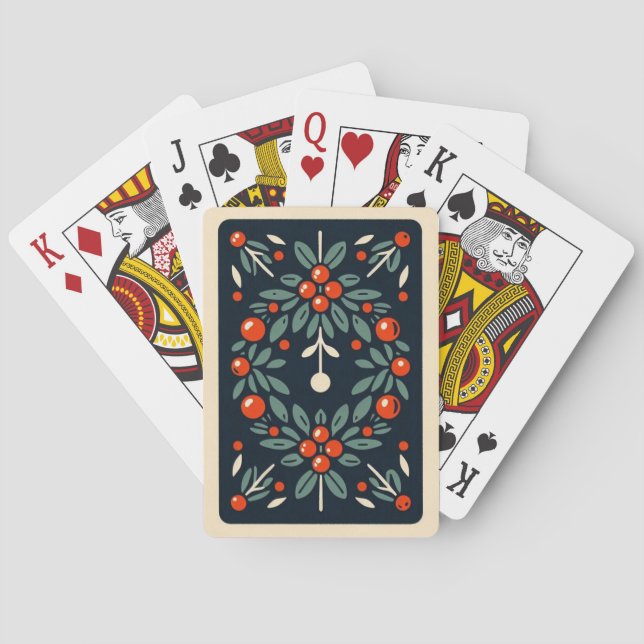 Mistlletoe Holly berries Pattern Poker Cards Casinokort (Baksidan)