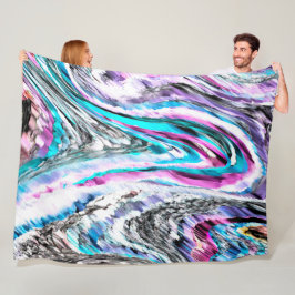 Misto de gradiente e chuviscado, ciano e rosa fleecefilt