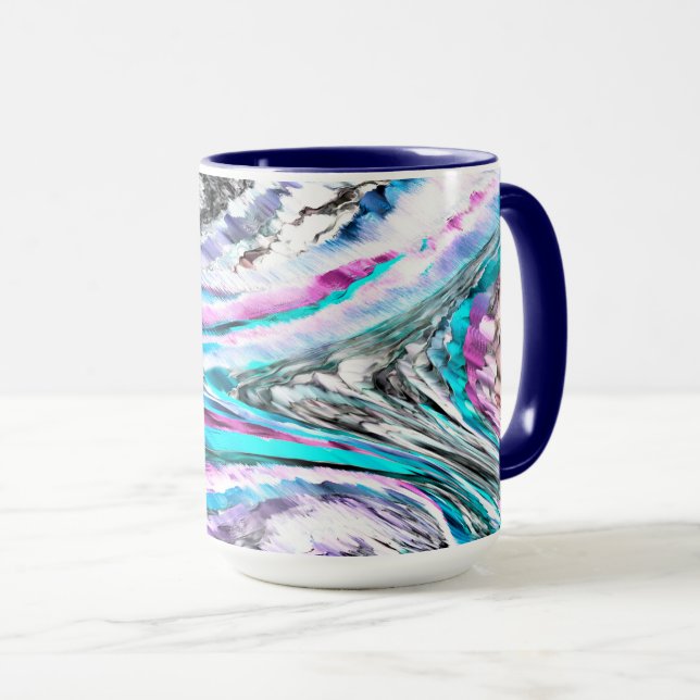 Misto de gradiente e chuviscado, ciano e rosa mugg (Framsida höger)