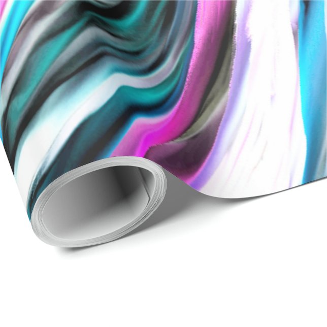 Misto de gradiente e chuviscado, ciano e rosa presentpapper (Rullad Hörn)