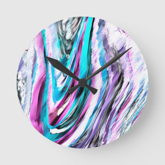 Misto de gradiente e chuviscado, ciano e rosa rund klocka (Framsida)