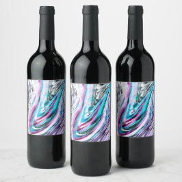 Misto de gradiente e chuviscado, ciano e rosa vinflaska etikett