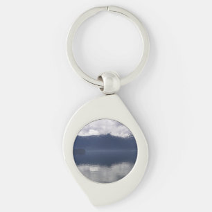 Misty Alaska Sea in Shades of Blue Swirl Silverfärgad Nyckelring