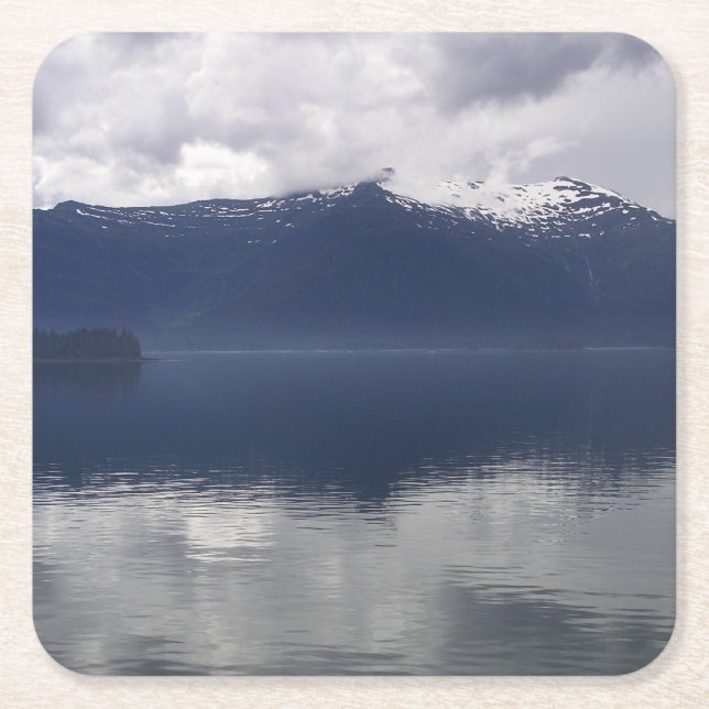 Misty Alaska Sea in Shades of Blue Underlägg Papper Kvadrat (Framsidan)
