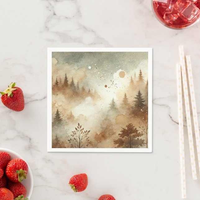 Misty Autumnal Watercolor Forest Découpage Napkins Pappersservett (Insitu)