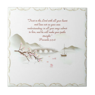 Misty Blommar genom att korsa Bible Verse Ceramic  Kakelplatta