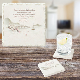 Misty Blommar genom att korsa Bible Verse Ceramic Stenunderlägg