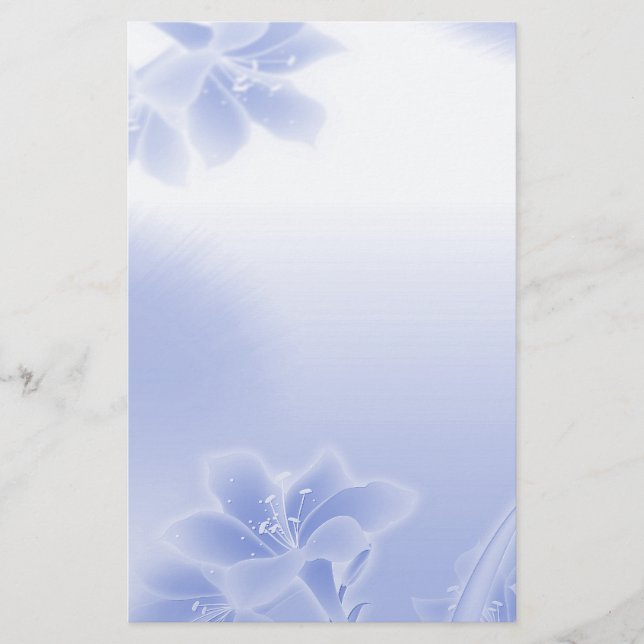 Misty Blue-Blommigt Brevpapper (Framsida)