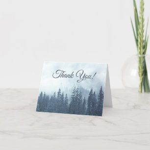 Misty Blue Gräs Simple Rustic Bröllop Photo Tack Kort