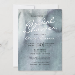 Misty Blue Grått Ocean Watercolor Möhippa Inbjudningar