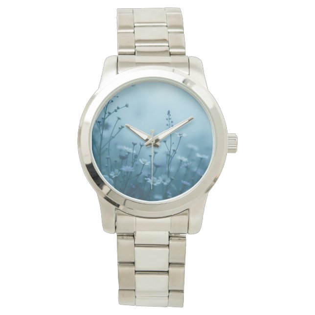 Misty Blue Little Flowers Wrist Armbandsur (Framsida)