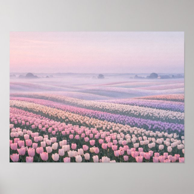 Misty Blue Ocean Horizon Poster - Minimalist Calm (Framsidan)