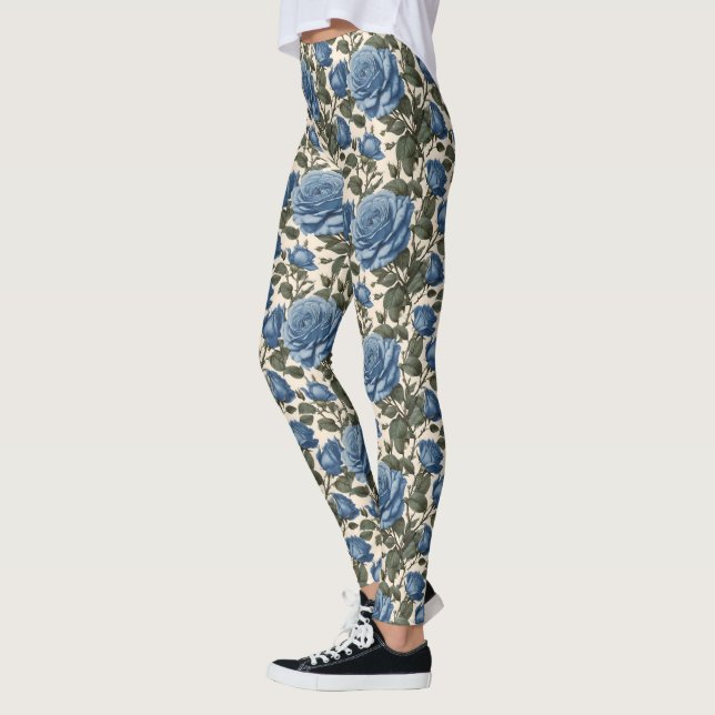 Misty Blue Ro och Grönt Löv Leggings (Vänster)