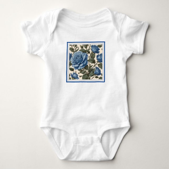 Misty Blue Ro och Grönt Löv T Shirt (Framsida)