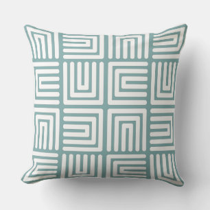 Misty Blue White Square Humps Kudde