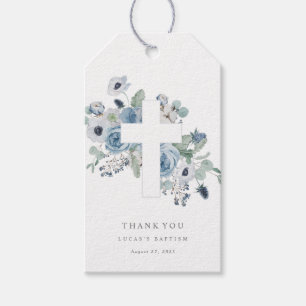 Misty Blues Baptism Christening Gift Märkre Presentetikett