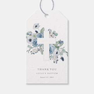Misty Blues Baptism Christening Gift Märkre Presentetikett
