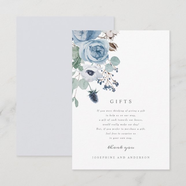Misty Blues Gifts-registerkort Inbjudningar (Fram/baksida)