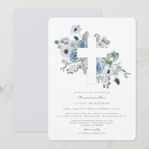 Misty Blues Kor Baptism Christening-inbjudan Inbjudningar