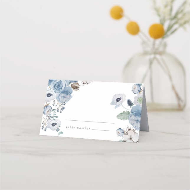 Misty Blues Ro Anemones Placera kort (Framsida)