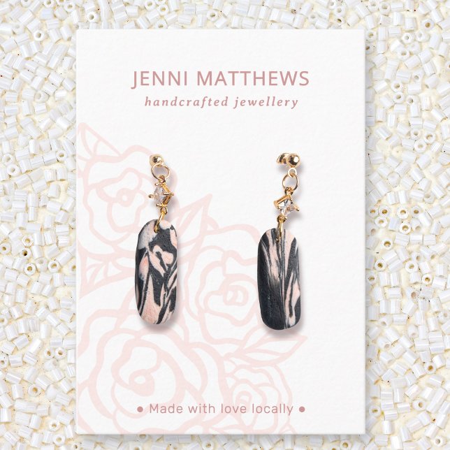 Misty Bukett med rosor Rosa Blommigt Ökning Visnin Visitkort (Misty Rose Bouquet Pink Floral Earring Display Business Card)