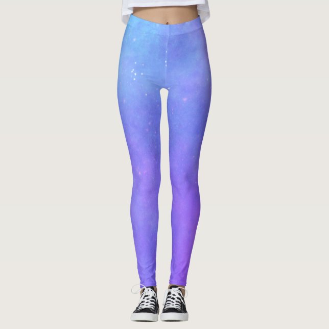 Misty Celestial Himlar Blandning av Lila blues Sta Leggings (Framsida)