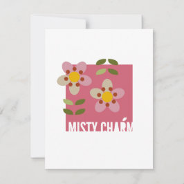 MISTY CHARM - Inbjudningskort för modern Blommigt