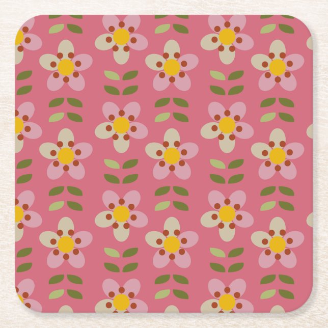 MISTY CHARM - Modernt blomstert papper coaster Underlägg Papper Kvadrat (Framsidan)