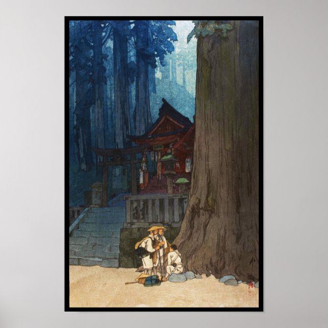 Misty day in Nikko Hiroshi Yoshida woodblock art Poster (Framsidan)