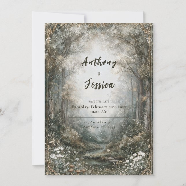 Misty Enchanted Forest Wedding-inbjudan Inbjudningar (Framsida)