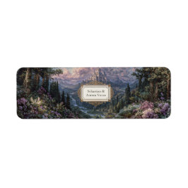 Misty Fairytale Castle Mountain Valley Returadress Etikett
