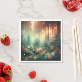 Misty Fall Morgon Forest Bokeh Effect Decoupage Pappersservett