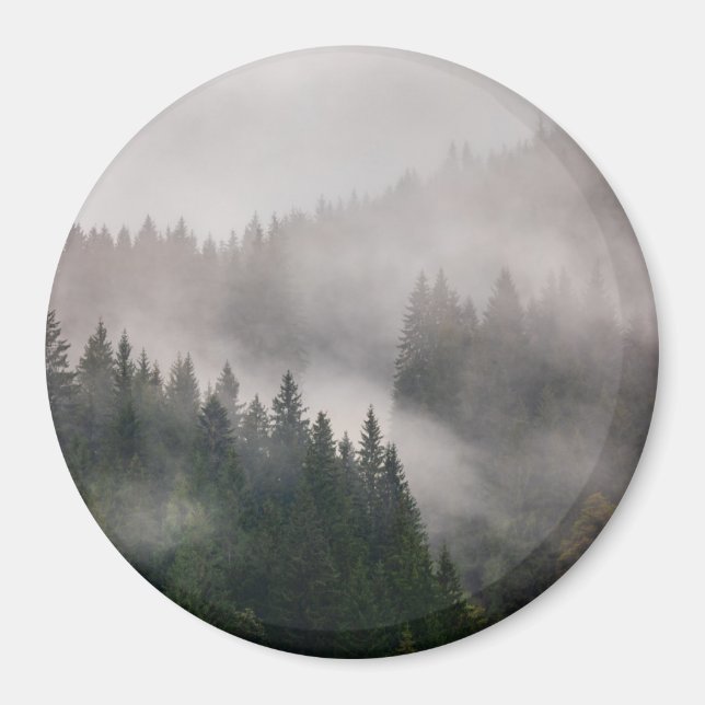 Misty Forest i bergen Magnet (Framsidan)