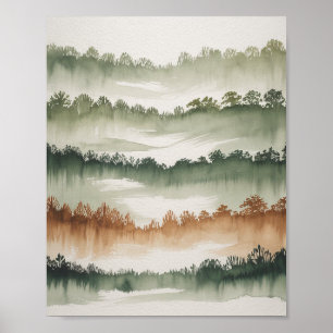 Misty Forest Lagrar - Vattenfärgslandskap Poster