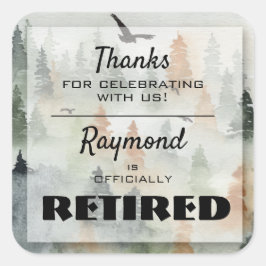 Misty Forest Masculine Party Favor Stickers Fyrkantigt Klistermärke