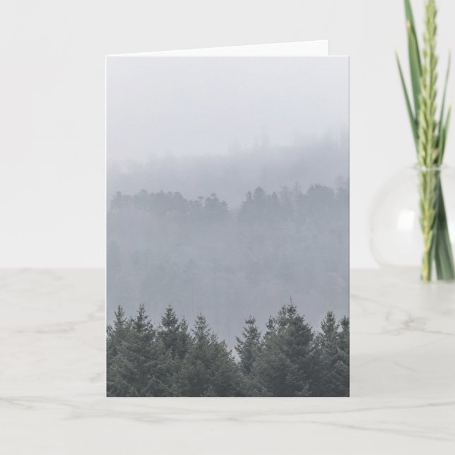 Misty Forest Mountains Nature Photo Kort (Framsida)