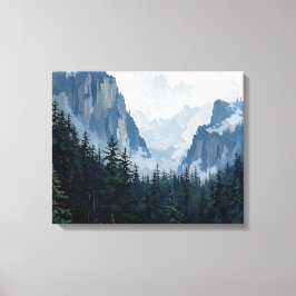 Misty Forest Mountains Wrapped Canvas | Nature Lan