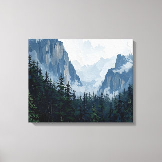 Misty Forest Mountains Wrapped Canvas | Nature Lan