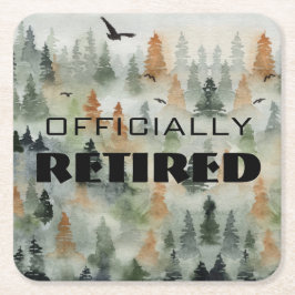 Misty Forest Officiellt pensionerad Underlägg Papper Kvadrat