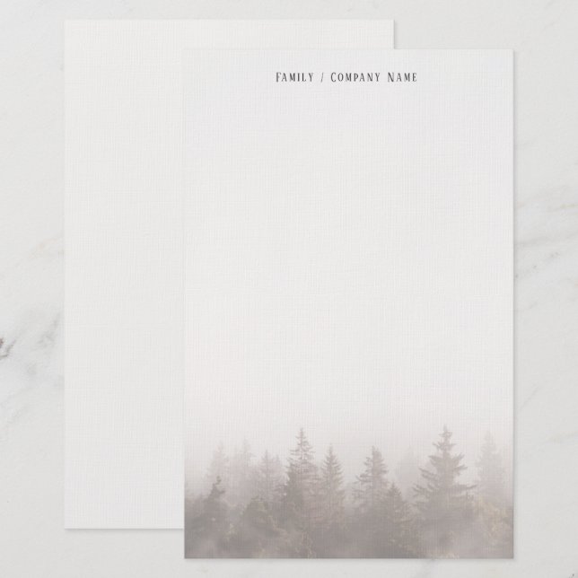  Misty forest Personalized Stationery  Brevpapper (Fram/baksida)