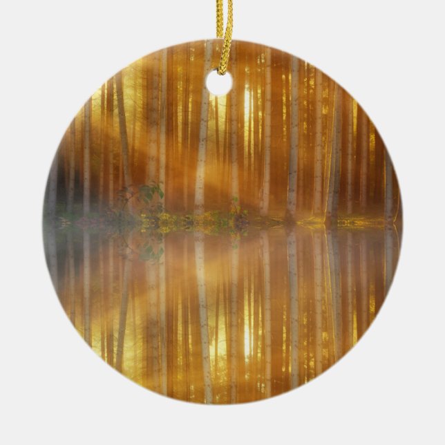 Misty Forest Scene Julgransprydnad Keramik (Framsidan)