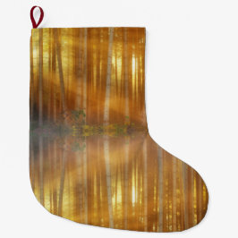 Misty Forest Scene Stor Julstrumpa