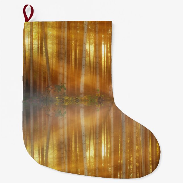 Misty Forest Scene Stor Julstrumpa (Framsidan)