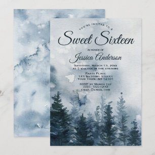 Misty Forest Sweet sixteen Inbjudningar