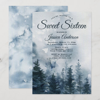 Misty Forest Sweet sixteen Inbjudningar