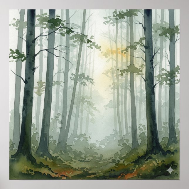 Misty Forest Watercolor Poster (Framsidan)