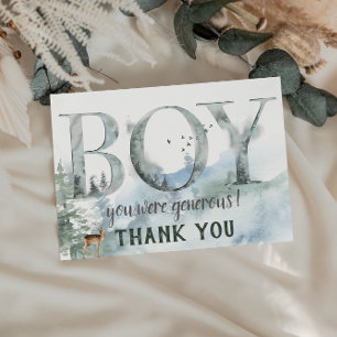 Misty Forest Woodland Land Hjort Boy Shower Tack Kort